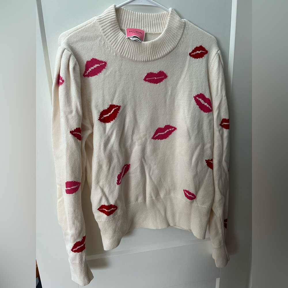Kate Spade Lip Print Cream Sweater